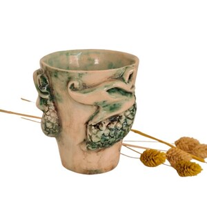 8.45 OZ/ Unique Ceramic Mug, Mug with Embossed Dragon Detail, Pottery Statue Coffee Cup image 5