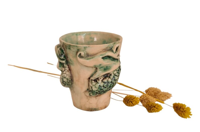 8.45 OZ/ Unique Ceramic Mug, Mug with Embossed Dragon Detail, Pottery Statue Coffee Cup image 5