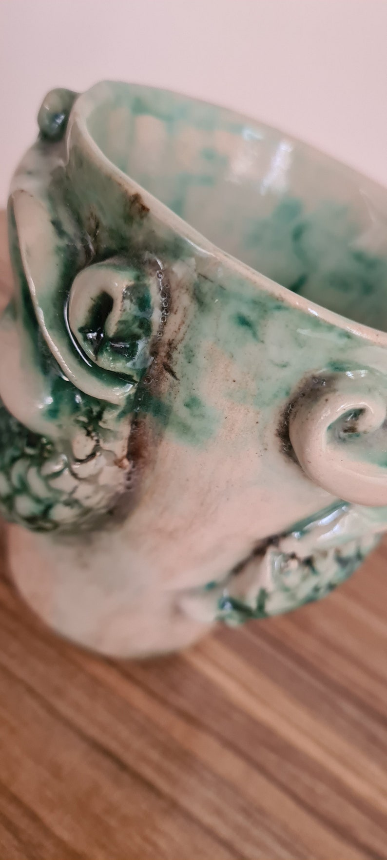 8.45 OZ/ Unique Ceramic Mug, Mug with Embossed Dragon Detail, Pottery Statue Coffee Cup image 9