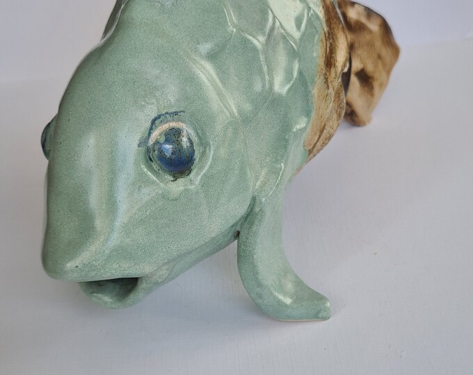 Ceramic  fish sculpture for cottage decoration, Fisherman gift