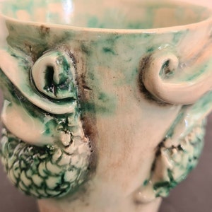 8.45 OZ/ Unique Ceramic Mug, Mug with Embossed Dragon Detail, Pottery Statue Coffee Cup image 3