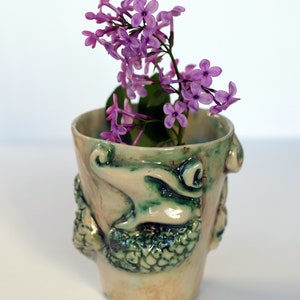 8.45 OZ/ Unique Ceramic Mug, Mug with Embossed Dragon Detail, Pottery Statue Coffee Cup image 2