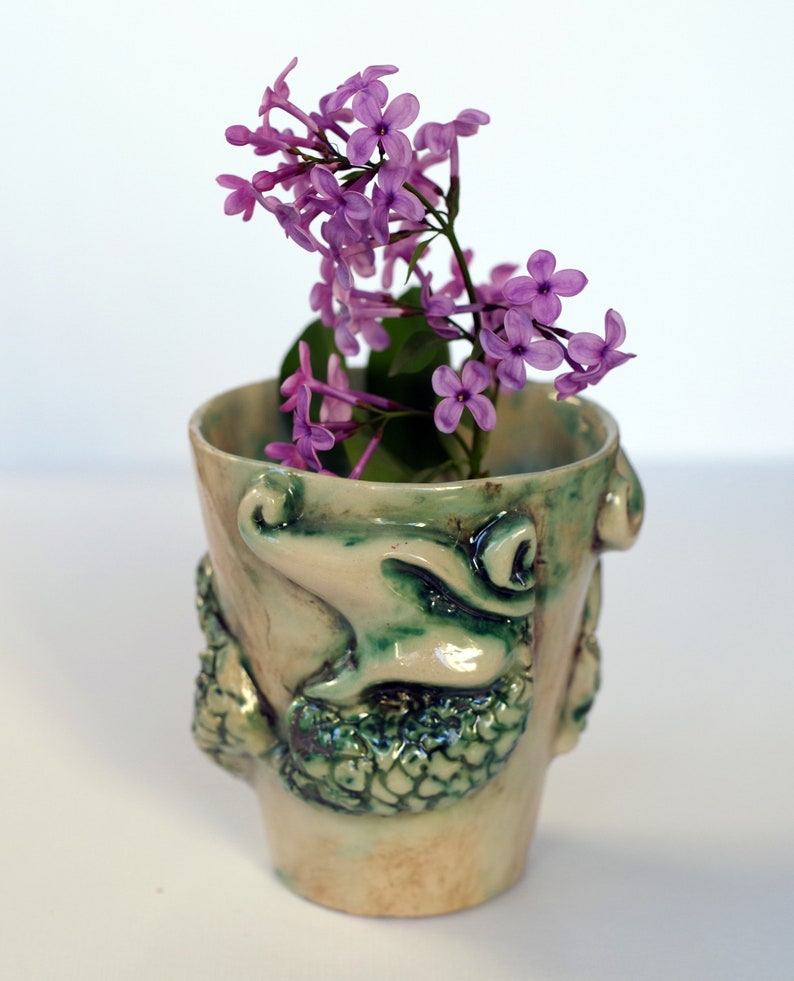 8.45 OZ/ Unique Ceramic Mug, Mug with Embossed Dragon Detail, Pottery Statue Coffee Cup image 2