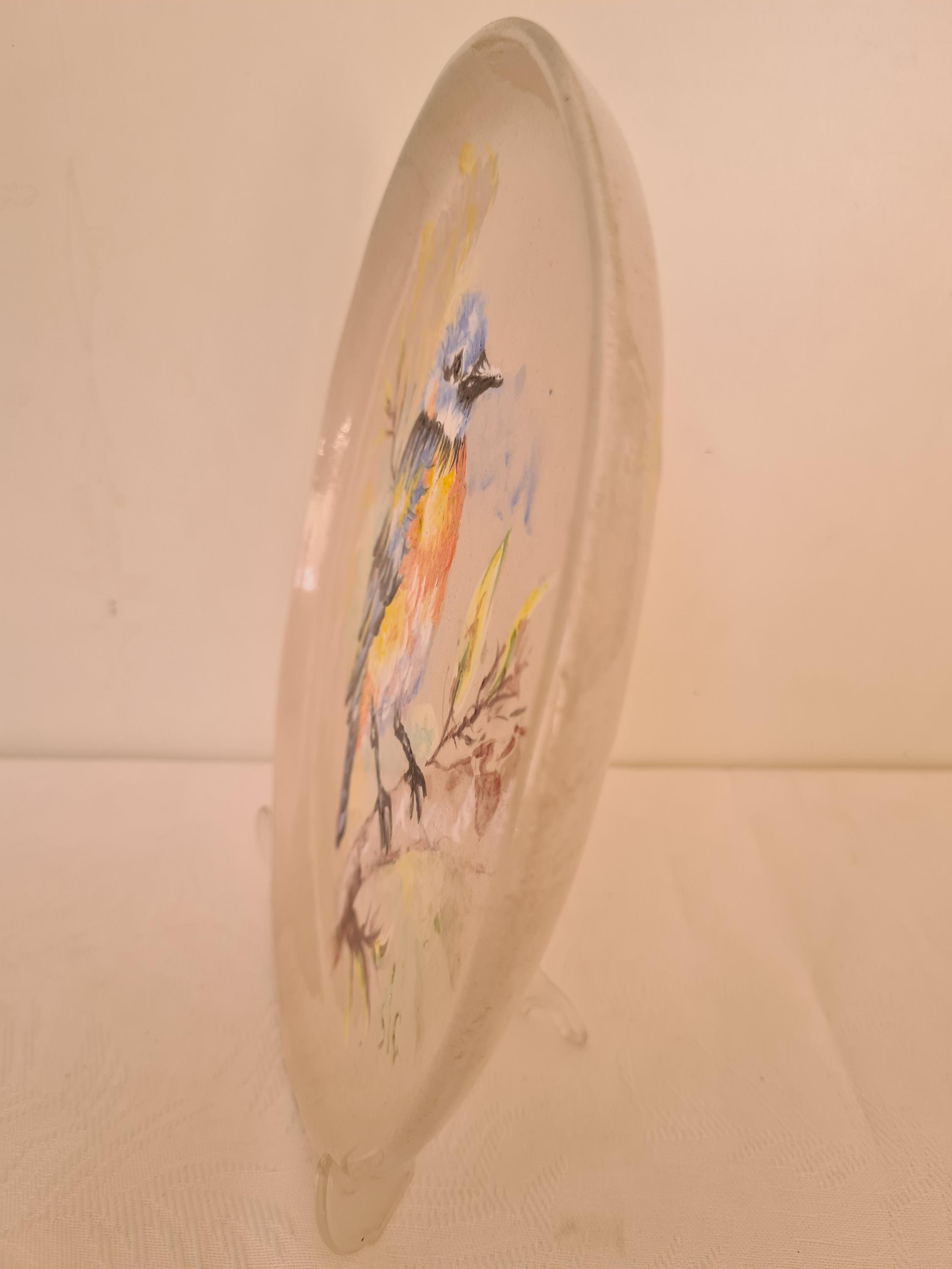 水彩画の鳥をモチーフにしたユニークな手作りサービングプレート