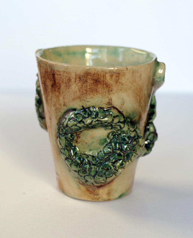 8.45 OZ/ Unique Ceramic Mug, Mug with Embossed Dragon Detail, Pottery Statue Coffee Cup image 4