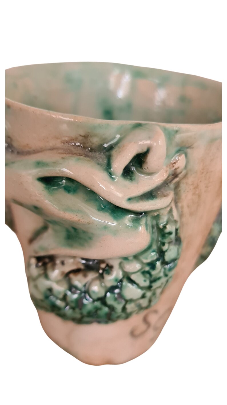 8.45 OZ/ Unique Ceramic Mug, Mug with Embossed Dragon Detail, Pottery Statue Coffee Cup image 10