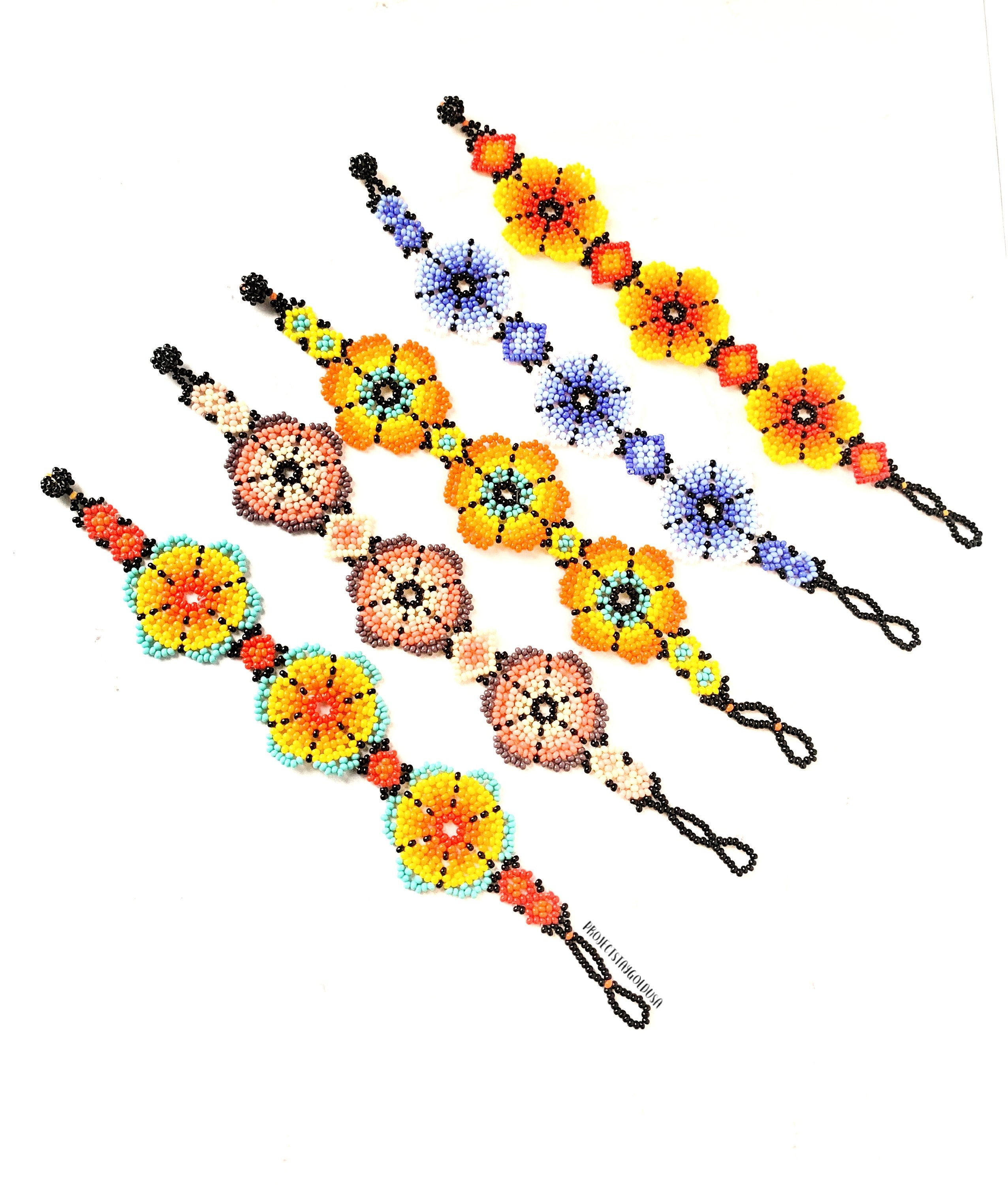 Huichol Mexican Beaded Seed Bracelets Tribal Jewelry Etsy