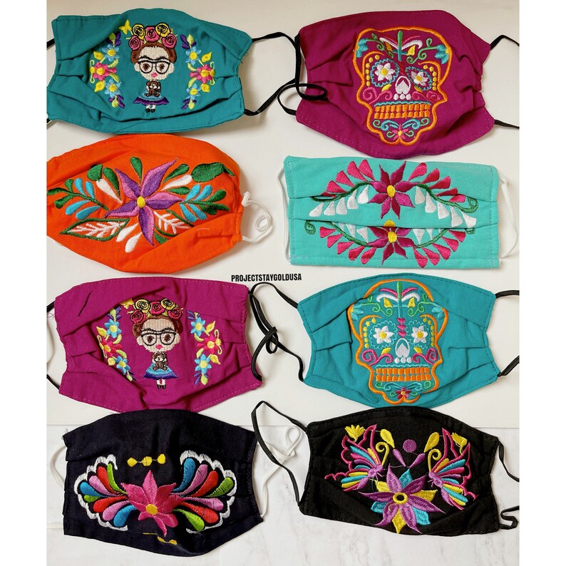 Mexican Embroidered Face Masks Colorful Unique Tribal Mask - Etsy