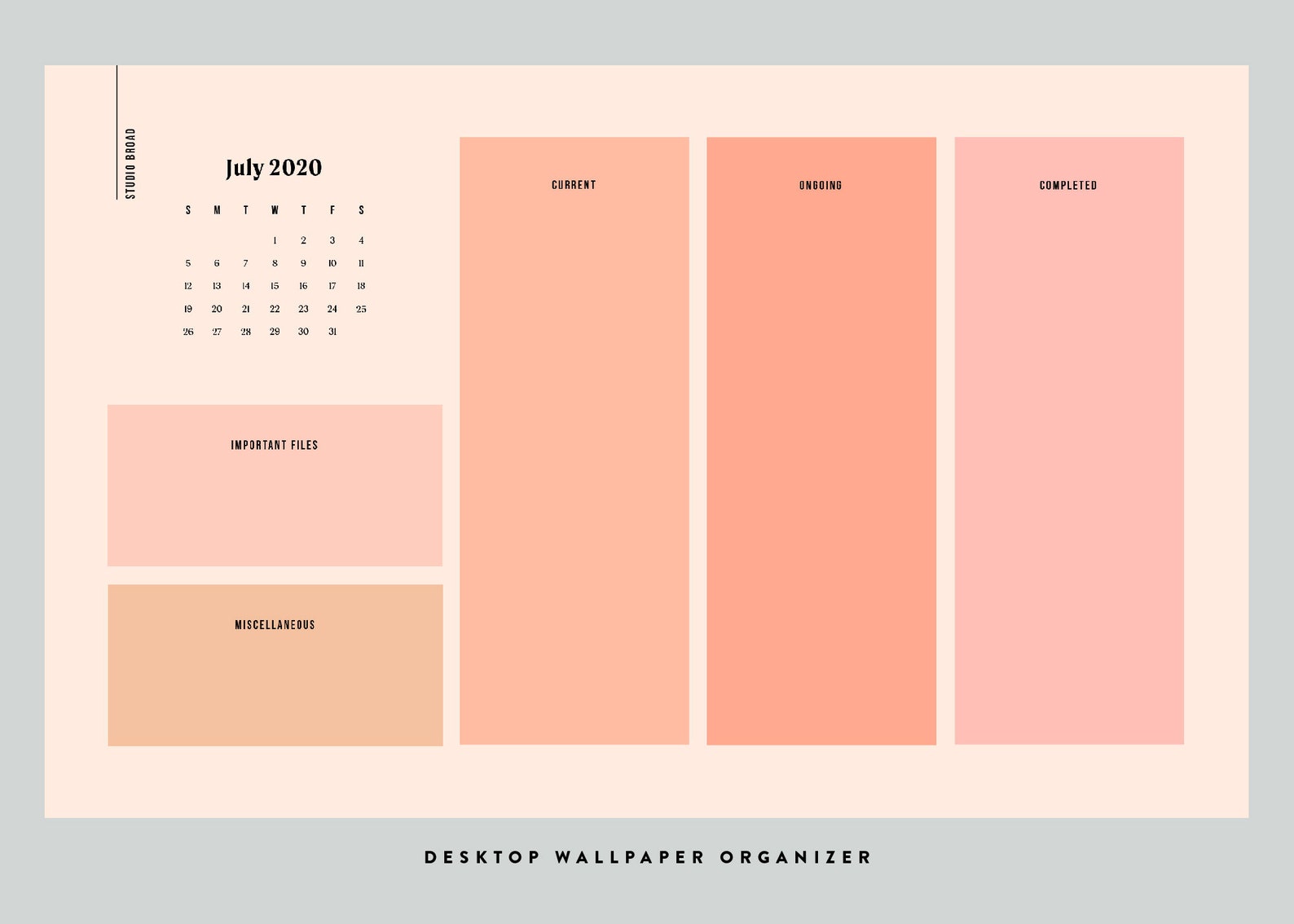 July 2020 Desktop Wallpaper Organizer Tropical Pastel | Etsy