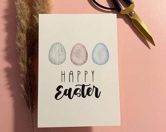 Carte postale de Pâques, motif oeufs "Joyeuses Pâques"