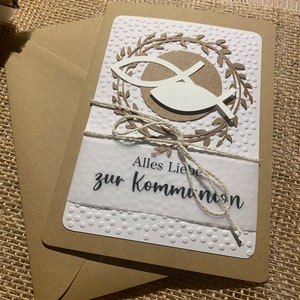 Carte de première communion, motif poisson, format B6