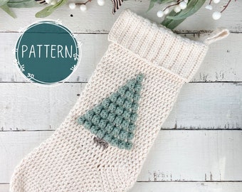 Crochet Stocking Pattern, Christmas Tree Stocking, Christmas Crochet Pattern, Holiday Mantle Decor, Crochet Gift Ideas, Farmhouse Stockings