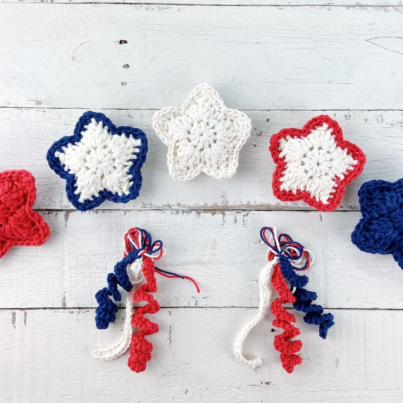 Crochet Pattern Stars and Stripes Patriotic Crochet Garland Pattern Fourth of July Crochet Garland Pattern image 6