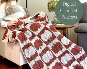 CROCHET PATTERN Pumpkin Squares Blanket | Digital Crochet Pattern PDF | Fall Throw | Pumpkin Afghan | Pumpkin Blanket | Autumn Decor