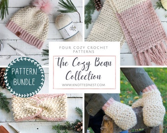 Crochet Pattern Bundle | The Cozy Bean Collection | Crochet Winter Accessories Set