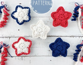 Crochet Pattern | Stars and Stripes Patriotic Crochet Garland Pattern | Fourth of July Crochet Garland Pattern