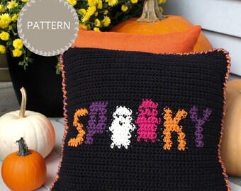 Crochet Pattern | Spooky Halloween Crochet Pillow | Halloween Cushion Decor