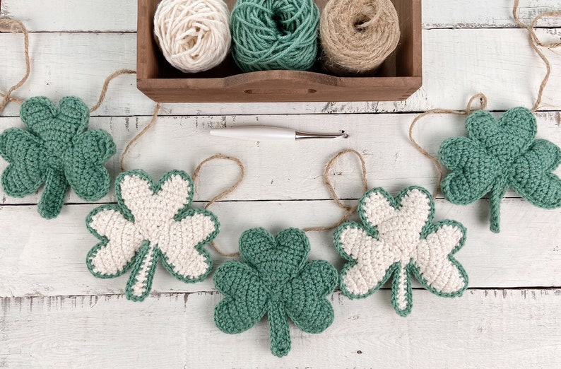 Shamrock Garland Crochet Pattern St. Patrick's Day Crochet Shamrocks image 6