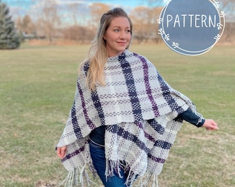 Crochet Poncho Pattern for Women, Easy Poncho Pattern, Plaid Wrap, Crochet Shawl Pattern, Ruanas for Women, Crochet Top, Sweater Pattern