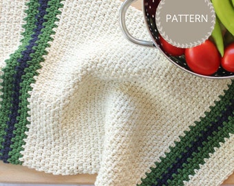 Crochet Kitchen Towel Pattern, Easy Crochet Kitchen Towel, Crochet Hand Towel, Striped Dish Towel, Bridal Shower Gift
