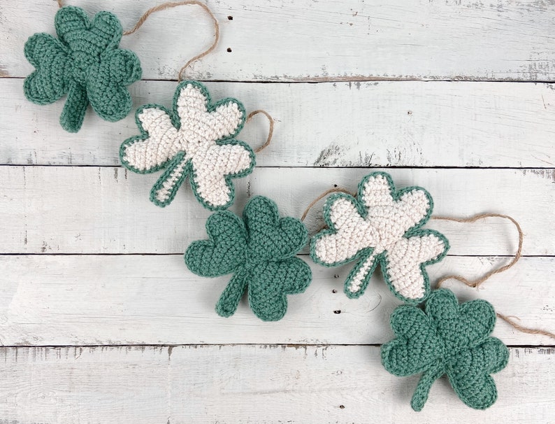 Shamrock Garland Crochet Pattern St. Patrick's Day Crochet Shamrocks image 2