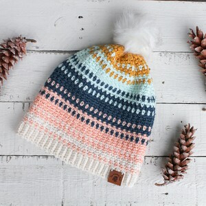 Crochet Pattern Color Fade Beanie Striped Crochet Hat image 6