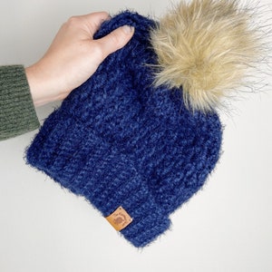 Crochet Hat Pattern Alpine Hygge Beanie Slouchy Crochet Hat Pattern with Faux Fur Pom Pom image 9