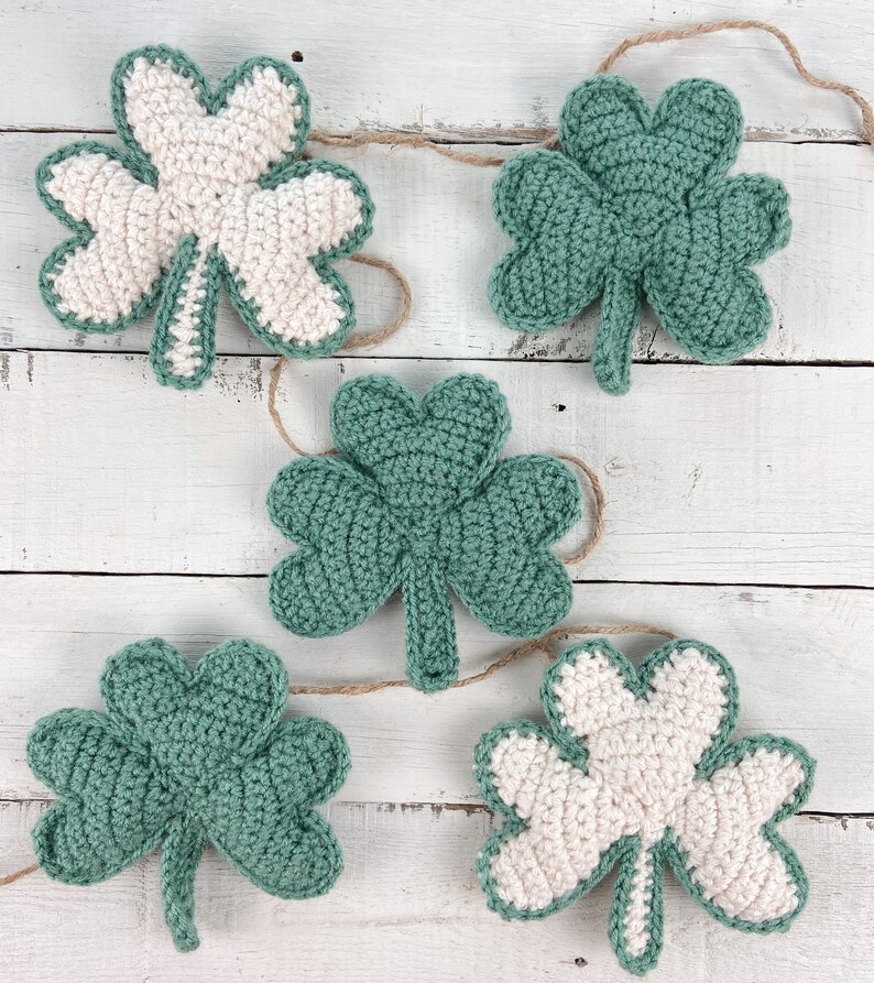 Shamrock Garland Crochet Pattern St. Patrick's Day Crochet Shamrocks image 5