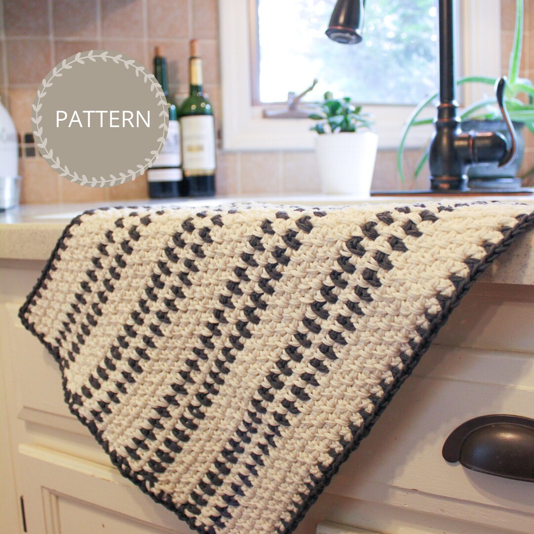 Crochet Pattern | Modern Farmhouse Dish Towel | Crochet Kitchen Towel ...
