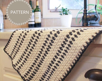 Crochet Pattern | Modern Farmhouse Dish Towel | Crochet Kitchen Towel