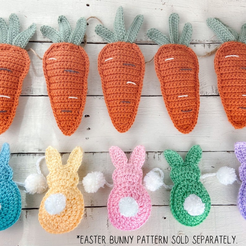 Crochet Pattern Crochet Carrot Easter Garland Crochet Easter Bunting Crochet Easter Decor image 10