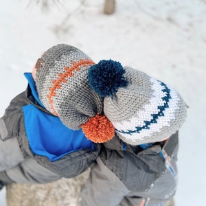 Crochet Pattern The Buddy Beanie Crochet Hat for Boys Kids Crochet Hat Pom Pom Hat image 7