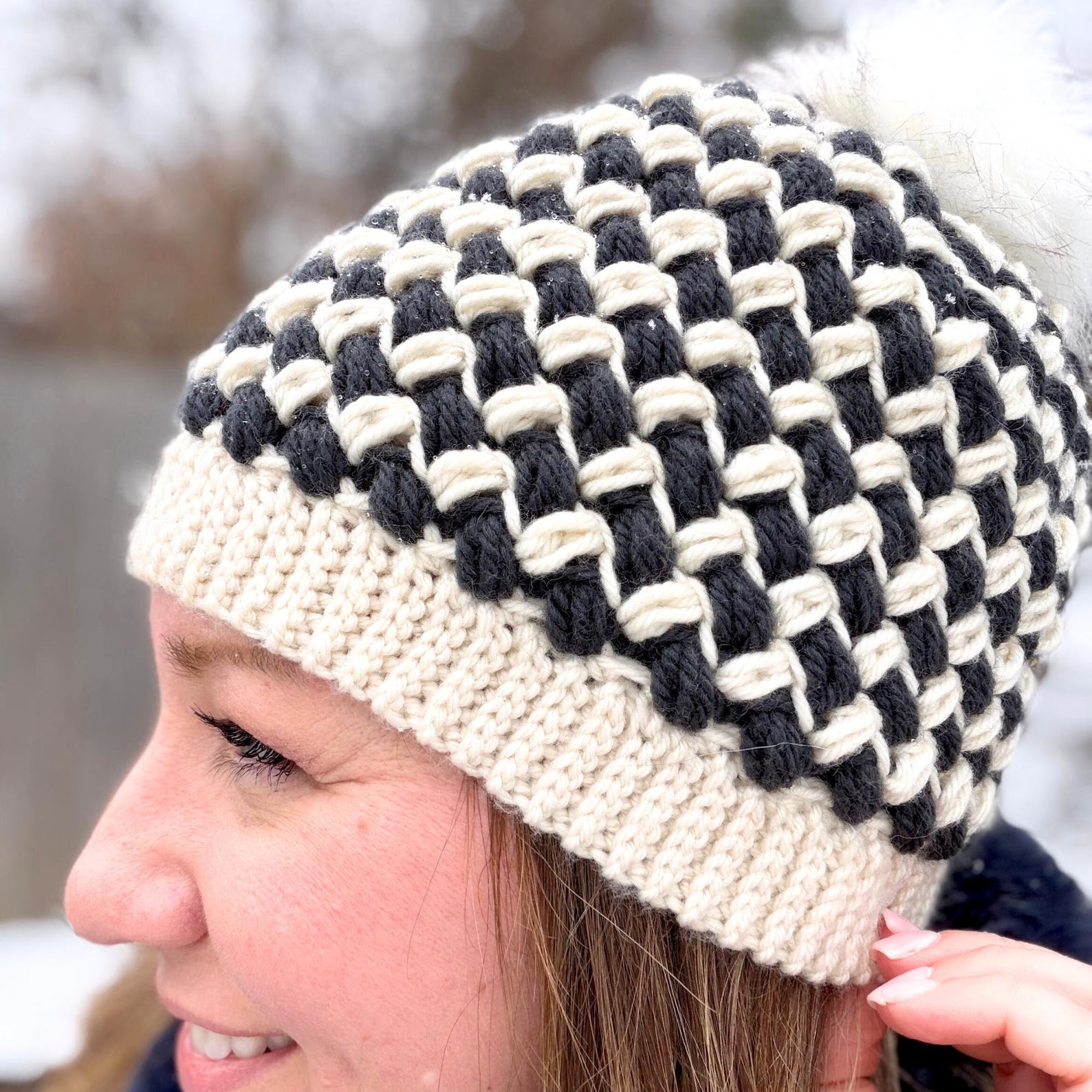 Chunky Hat Crochet Pattern, Crochet Beanie Pattern, Bean Stitch Hat