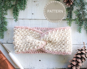 Crochet Pattern | Cozy Bean Twisted Ear Warmer | Crochet Headband