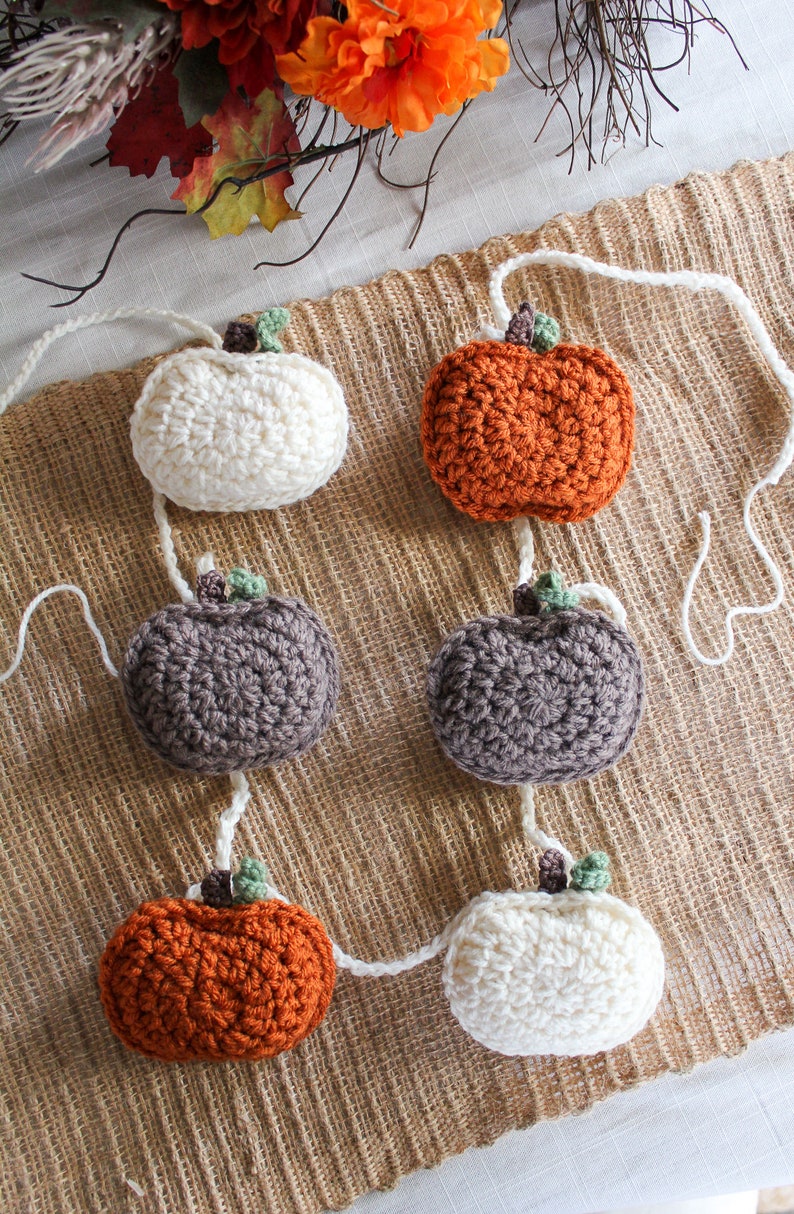 Crochet Pumpkin Pattern, Crochet Pumpkin Garland, Rustic Crochet Pumpkin, Fall Crochet Pattern, Crochet Pumpkin Decor, Thanksgiving Decor image 8