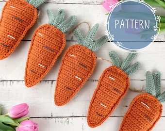 Crochet Pattern | Crochet Carrot Easter Garland | Crochet Easter Bunting | Crochet Easter Decor