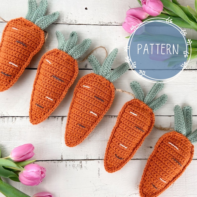 Crochet Pattern Crochet Carrot Easter Garland Crochet Easter Bunting Crochet Easter Decor image 1