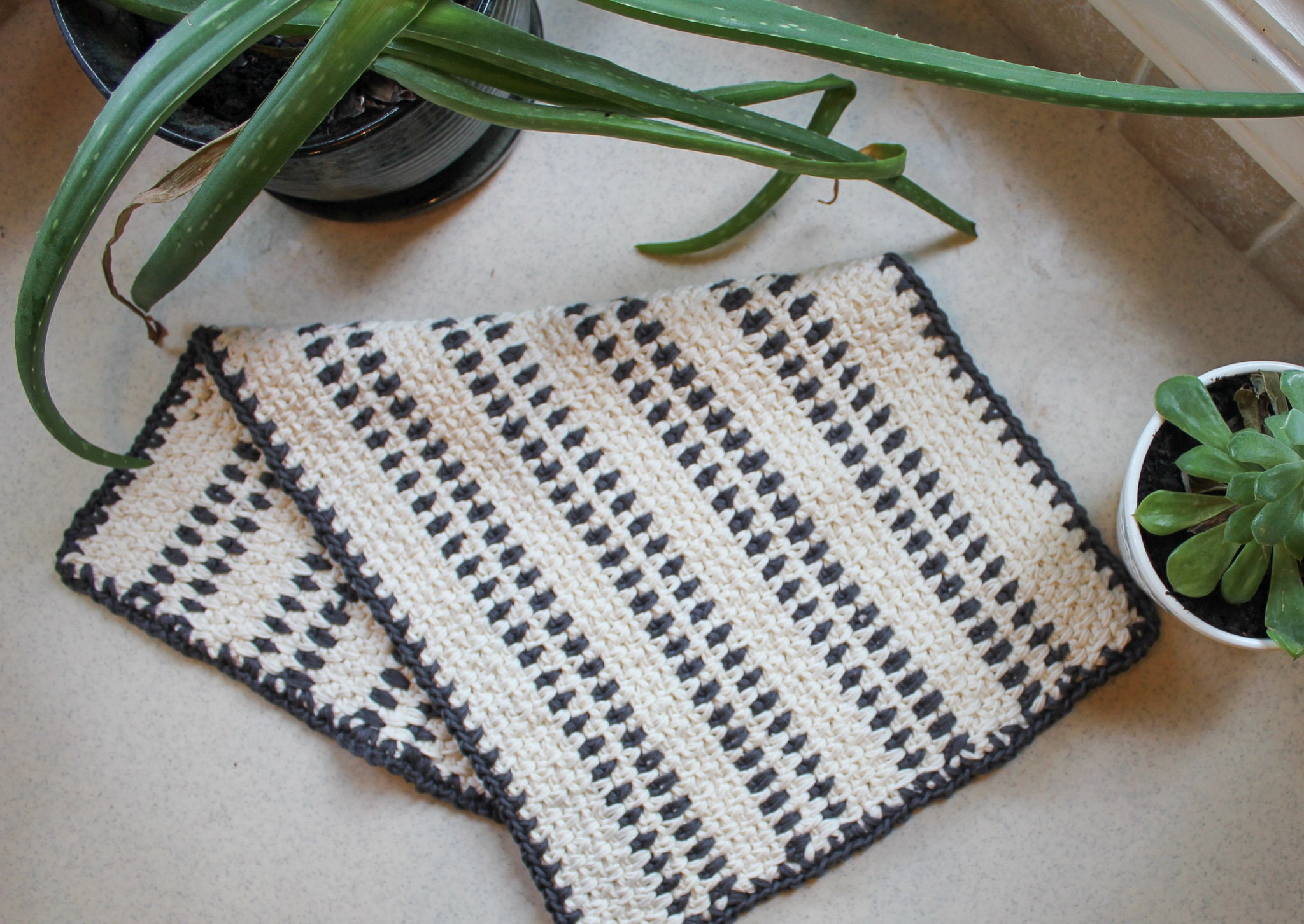 Crochet Pattern | Modern Farmhouse Dish Towel | Crochet Kitchen Towel ...