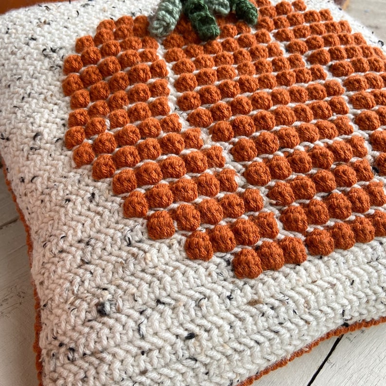 Pumpkin Crochet Pillow Pattern, Crochet Pumpkin, Fall decor, Crochet Pillow cover, Thanksgiving decorations, Autumn Cushion, Pumpkin Decor image 5