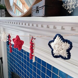 Crochet Pattern Stars and Stripes Patriotic Crochet Garland Pattern Fourth of July Crochet Garland Pattern image 2