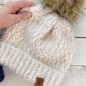 Crochet Hat Pattern Alpine Hygge Beanie Slouchy Crochet Hat Pattern with Faux Fur Pom Pom image 6