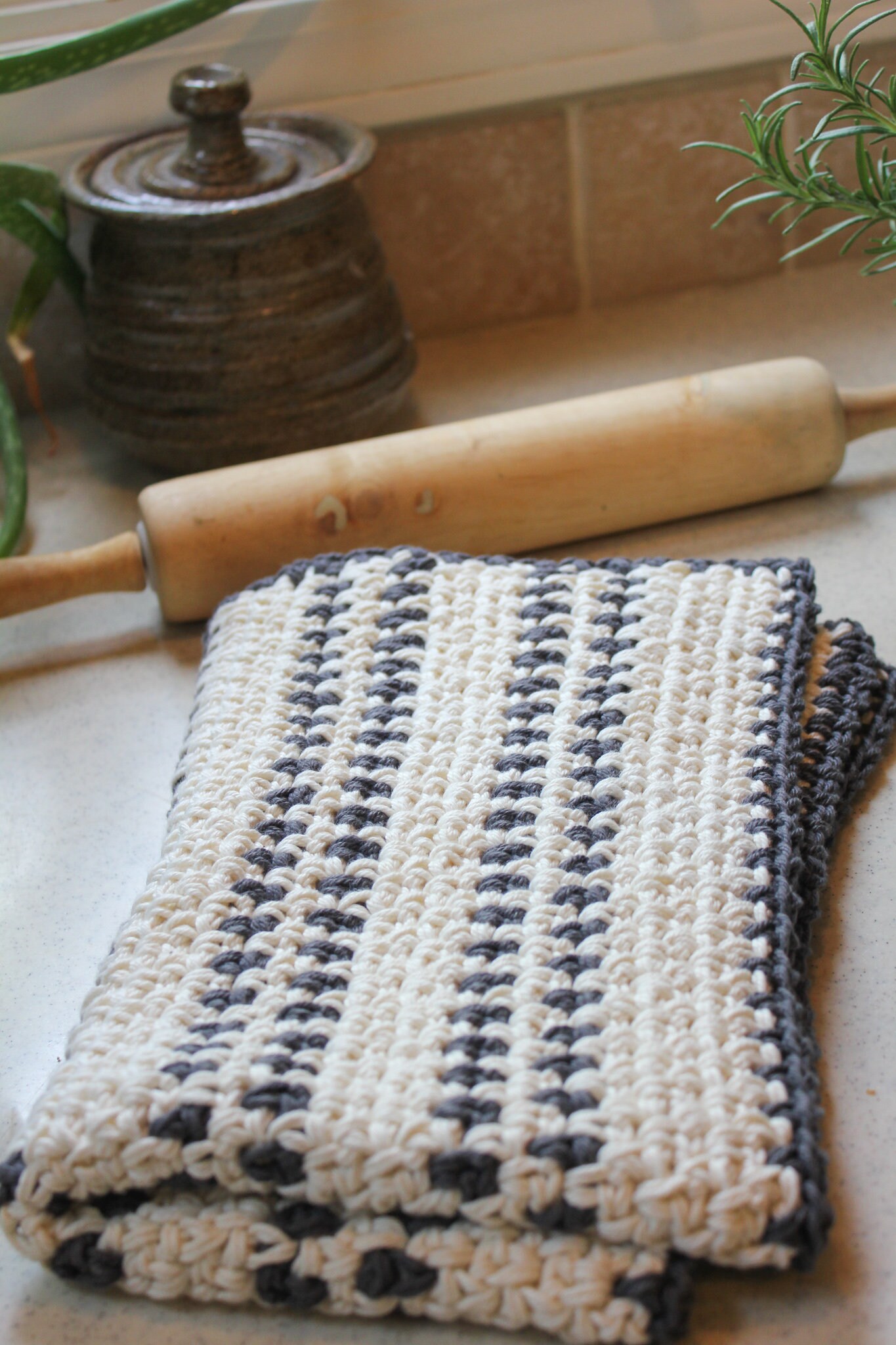 Crochet Pattern | Modern Farmhouse Dish Towel | Crochet Kitchen Towel ...