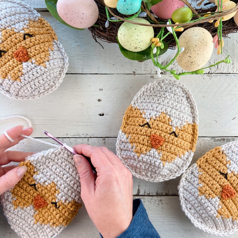Easter Chick Crochet Pattern, Crochet Garland Pattern, Easter Eggs Decor, Easter Wreath Accessories, Crochet Chick, Easter Basket Gift image 5