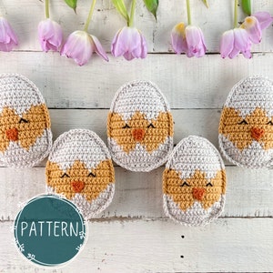 Easter Chick Crochet Pattern, Crochet Garland Pattern, Easter Eggs Decor, Easter Wreath Accessories, Crochet Chick, Easter Basket Gift