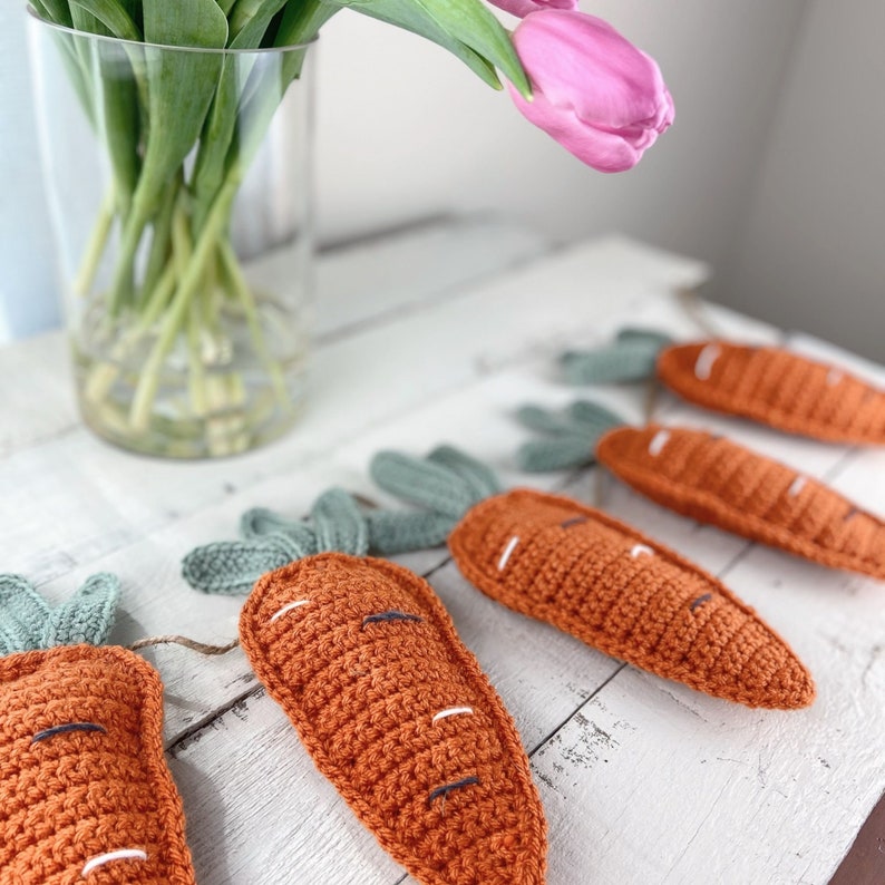 Crochet Pattern Crochet Carrot Easter Garland Crochet Easter Bunting Crochet Easter Decor image 2