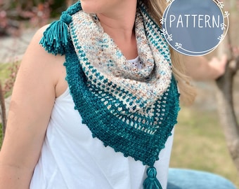 Häkelanleitung | Moos Stitch Dreieckstuch | Color Fade Häkel-Wrap | Einfache gehäkelte Schal | Brooklyn Dreieckstuch gehäkelt