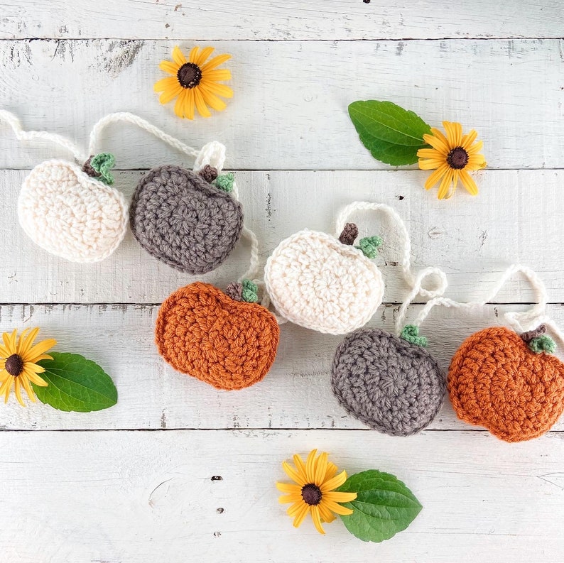 Crochet Pumpkin Pattern, Crochet Pumpkin Garland, Rustic Crochet Pumpkin, Fall Crochet Pattern, Crochet Pumpkin Decor, Thanksgiving Decor image 3