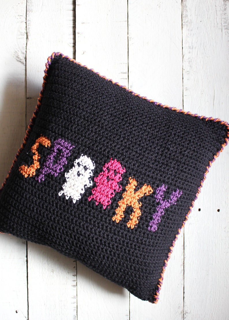 Crochet Pattern Spooky Halloween Crochet Pillow Halloween Cushion Decor image 3