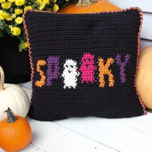 Crochet Pattern Spooky Halloween Crochet Pillow Halloween Cushion Decor image 5