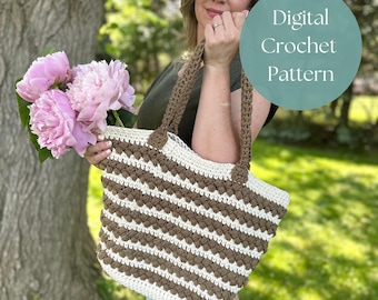 Crochet Tote Bag Pattern, Crochet Bag Pattern, Summer Tote Bag, Braided Crochet Purse, Crochet Beach Bag, Market Bag, Puff Stitch Bag, PDF